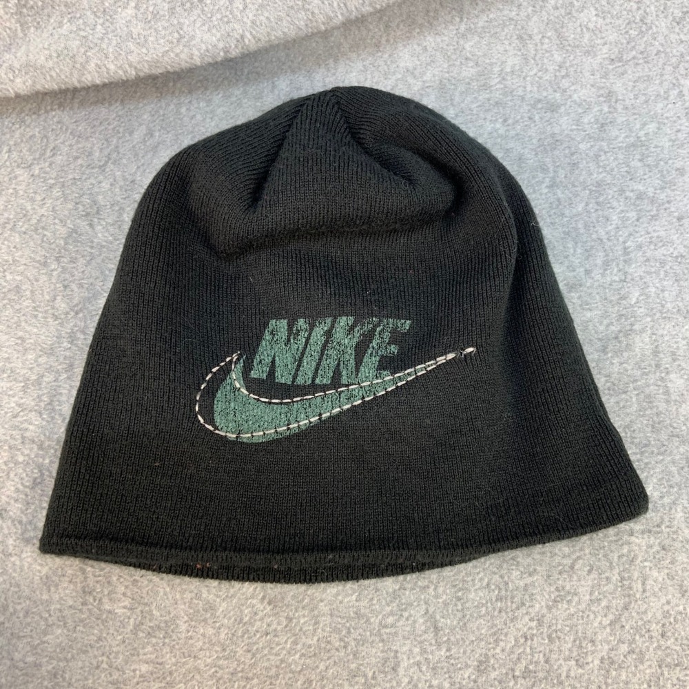 Nike Spellout Logo Mens Black Nike Beanie Hat Embroidered Swoosh OSFM